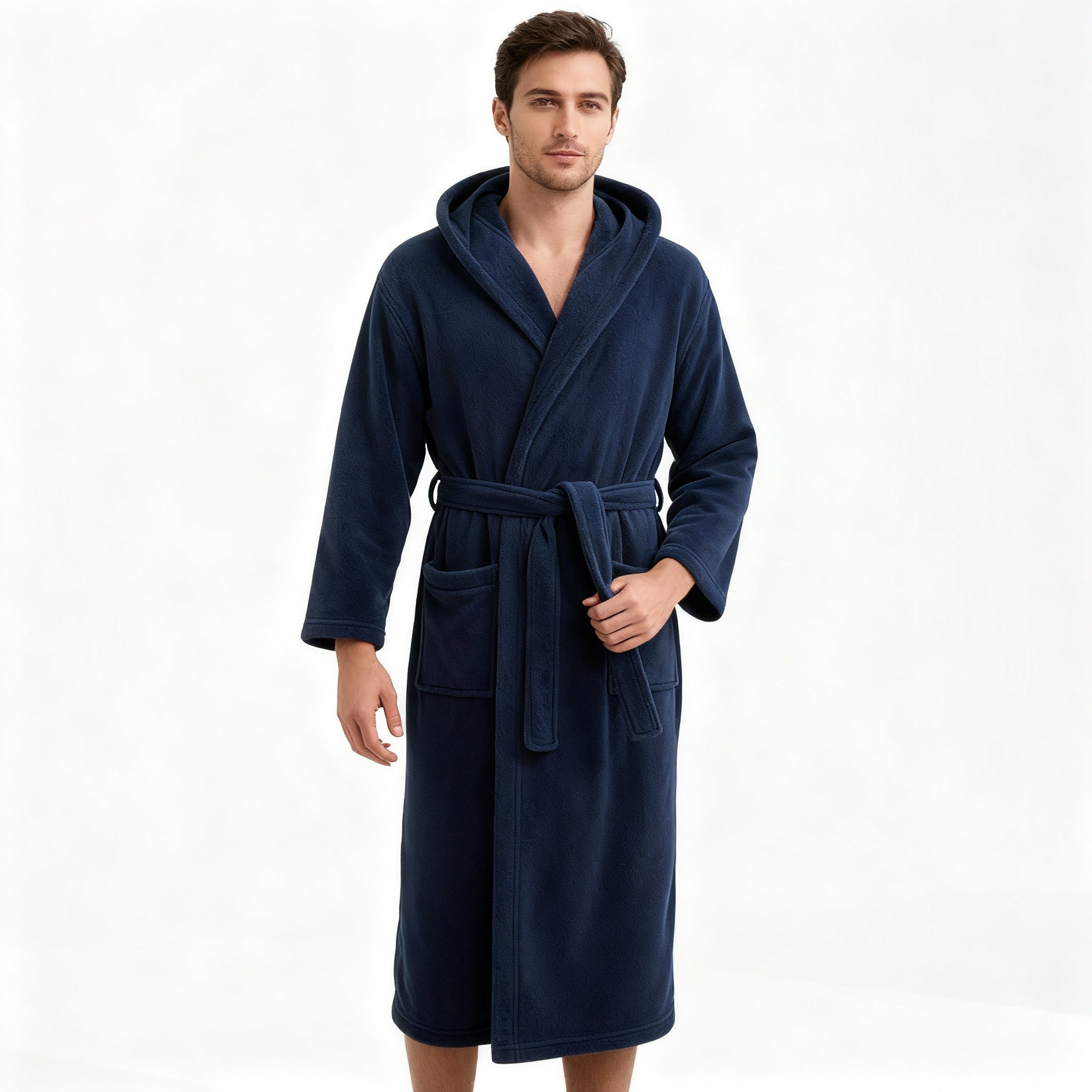 HoodedChill Men's Hooded Bathrobe Premium High-Loft Fleece Robe for Thermal Comfort | ventumra