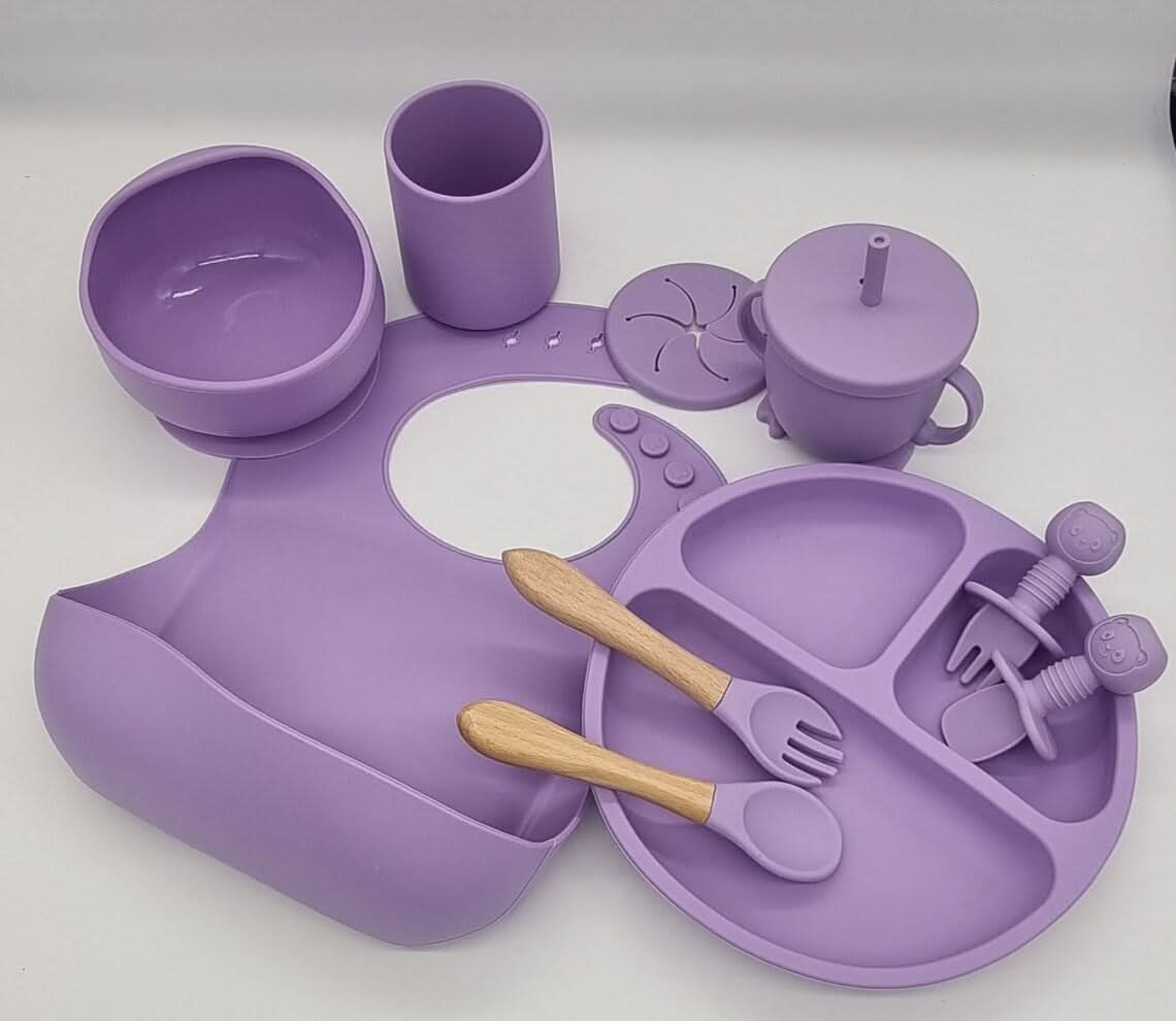 Ensemble repas pour bébé BrightNest — Vaisselle sans BPA adaptée aux enfants, prises antidérapantes intégrées sur le dessous