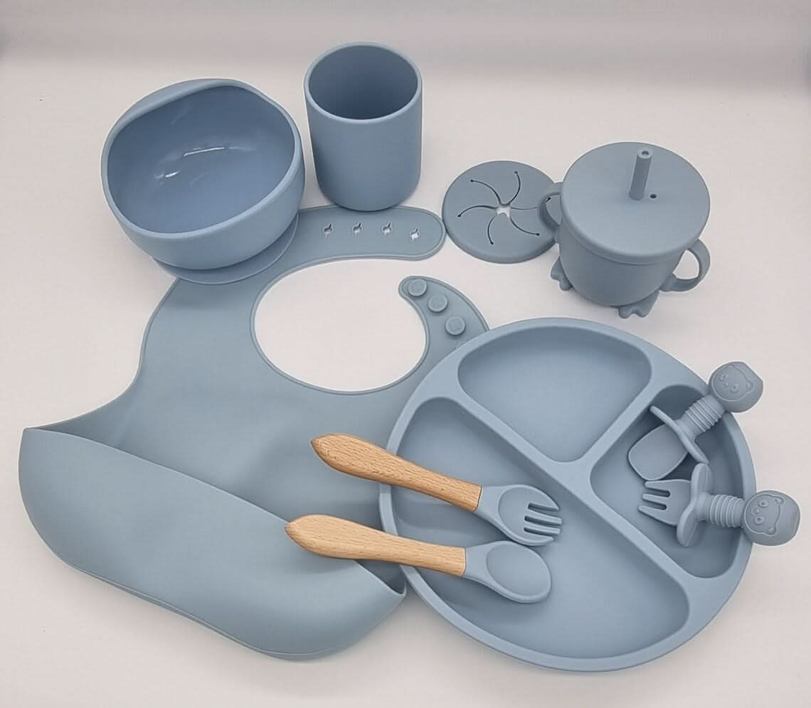 Ensemble repas pour bébé BrightNest — Vaisselle sans BPA adaptée aux enfants, prises antidérapantes intégrées sur le dessous