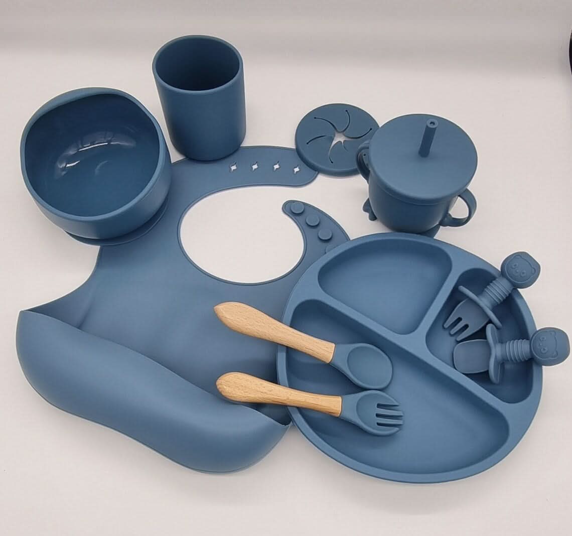 Ensemble repas pour bébé BrightNest — Vaisselle sans BPA adaptée aux enfants, prises antidérapantes intégrées sur le dessous