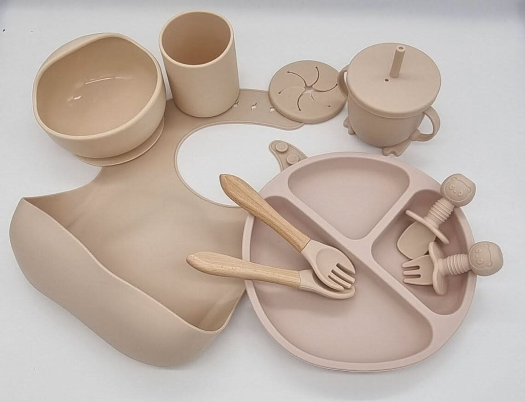 Ensemble repas pour bébé BrightNest — Vaisselle sans BPA adaptée aux enfants, prises antidérapantes intégrées sur le dessous