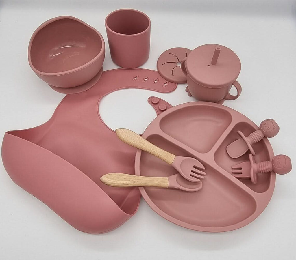 Ensemble repas pour bébé BrightNest — Vaisselle sans BPA adaptée aux enfants, prises antidérapantes intégrées sur le dessous