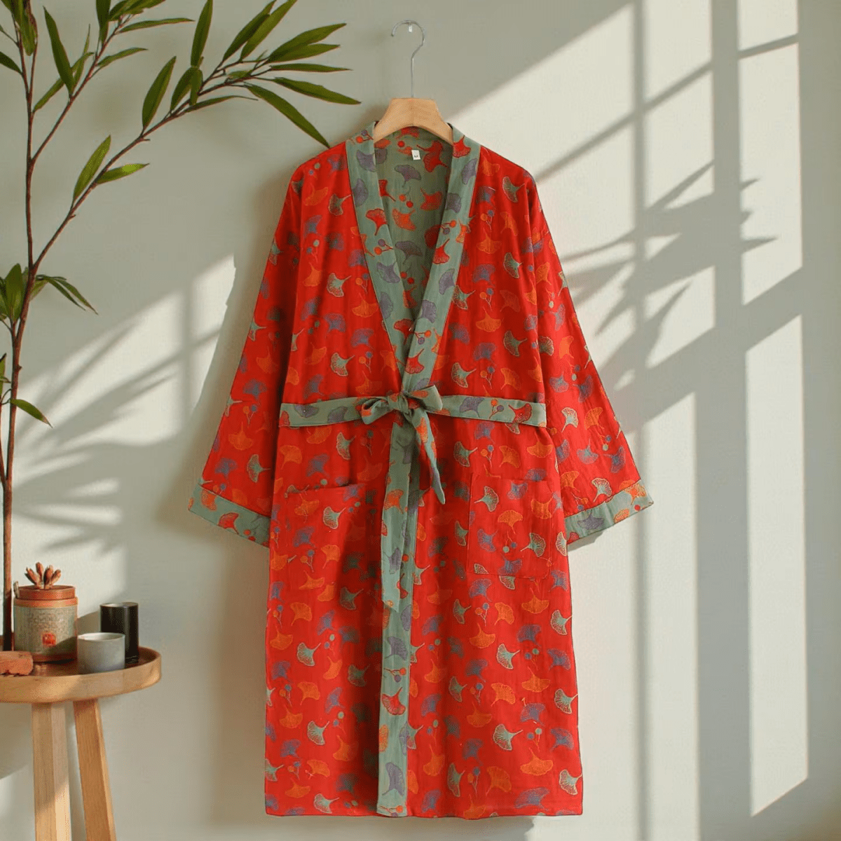AeroLuma vändbar kimono-badrock — lätt omlottmodell i ekologisk bomull
