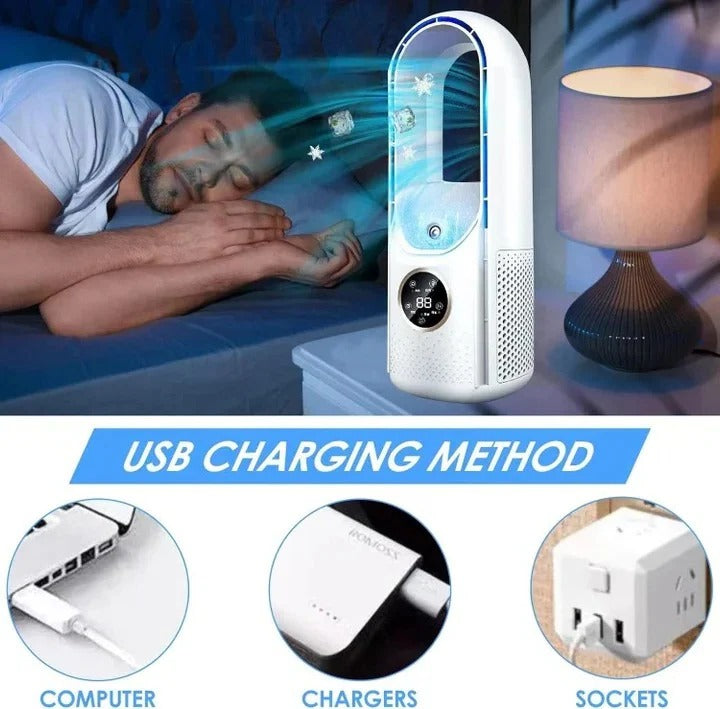 Portable Bladeless Air Conditioner Fan — Quiet Cooling Breeze