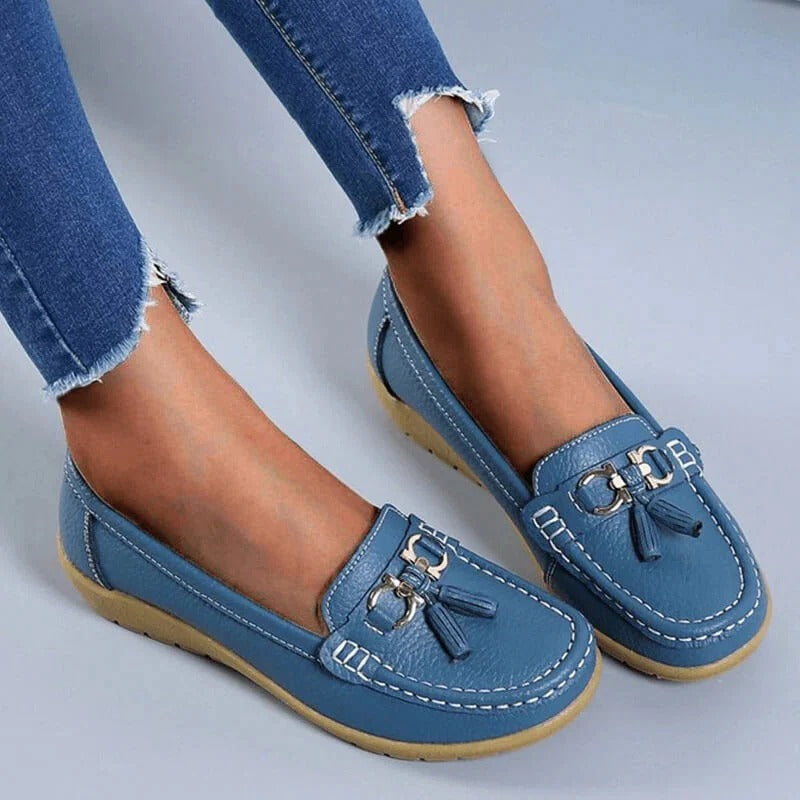 Mocasini din piele pentru femei — susținere ortopedică, stil elegant
