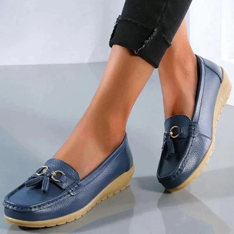 Mocasini din piele pentru femei — susținere ortopedică, stil elegant