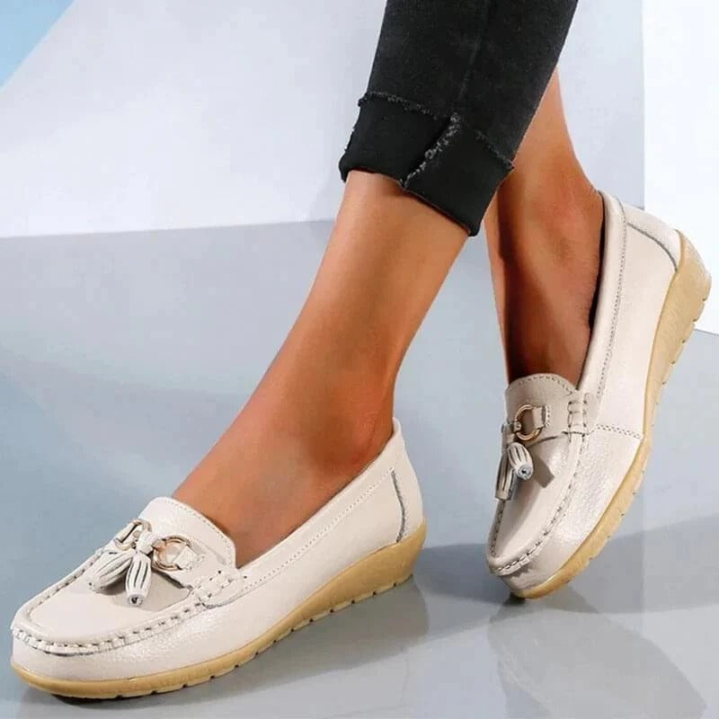 Mocasini din piele pentru femei — susținere ortopedică, stil elegant