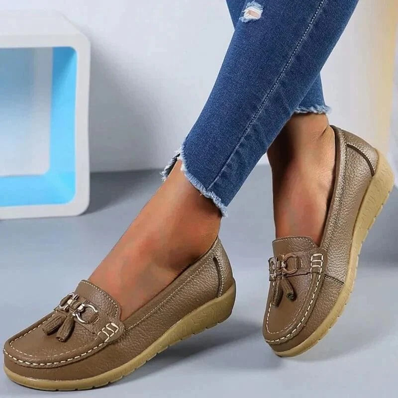 Mocasini din piele pentru femei — susținere ortopedică, stil elegant
