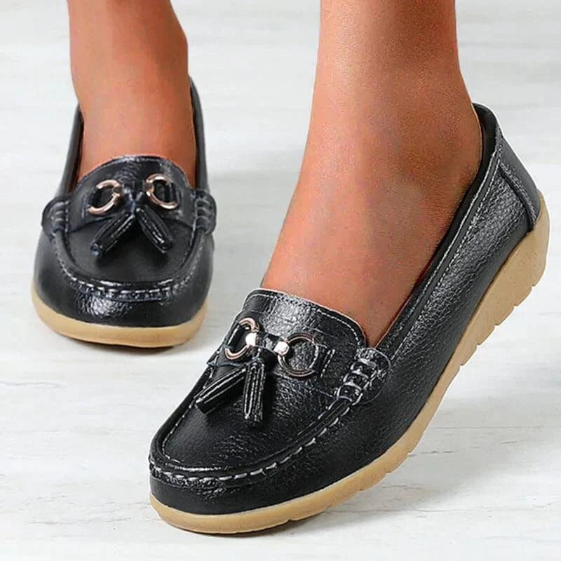 Mocasini din piele pentru femei — susținere ortopedică, stil elegant