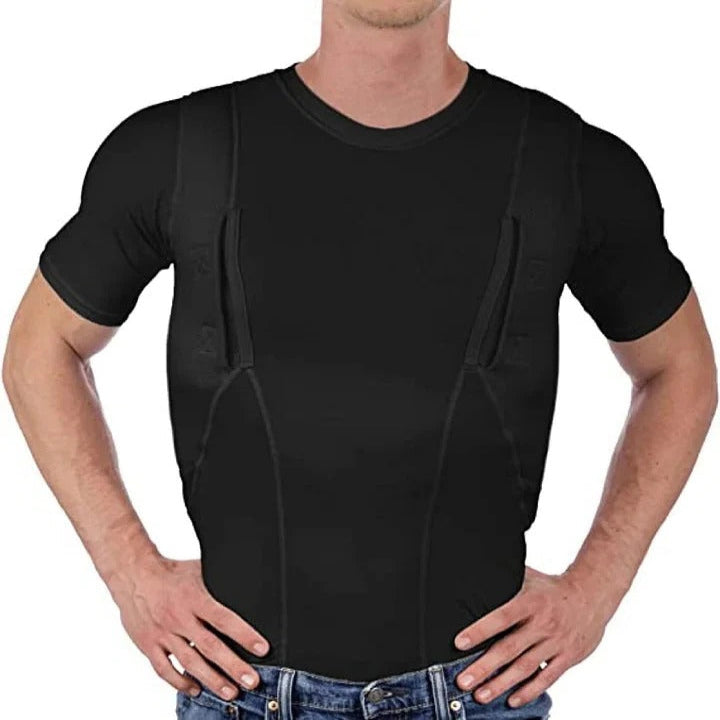 Unisex-kompressionsbluse — to skjulte lommer, komfort hele dagen
