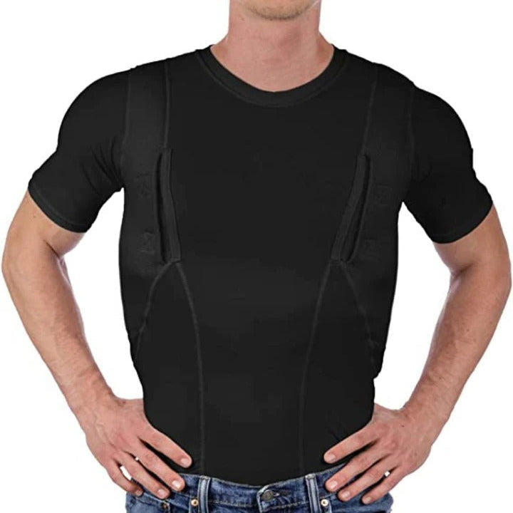 Unisex-kompressionsbluse — to skjulte lommer, komfort hele dagen