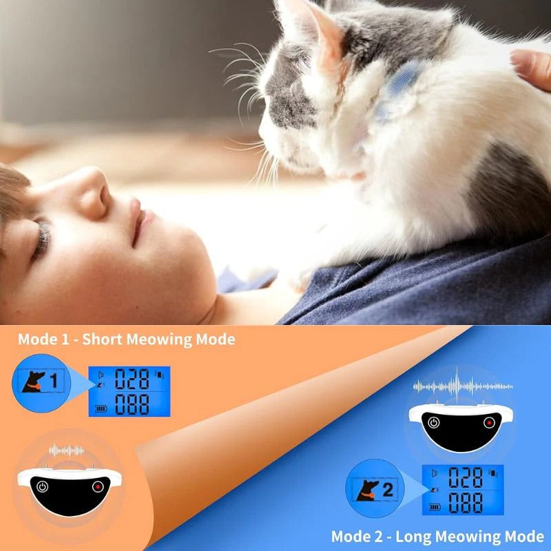 Adjustable Cat Feedback Collar — Sound & Vibration Modes