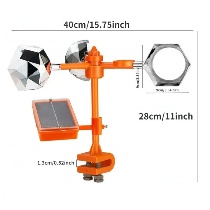 Solar-Powered 360° Bird Repellent — Reflective Motion System