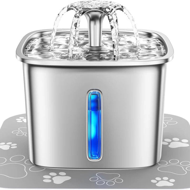 Fuente automática de agua de acero inoxidable para mascotas - circulación silenciosa