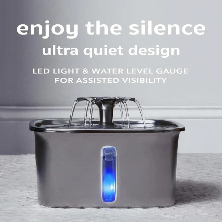 Fuente automática de agua de acero inoxidable para mascotas - circulación silenciosa