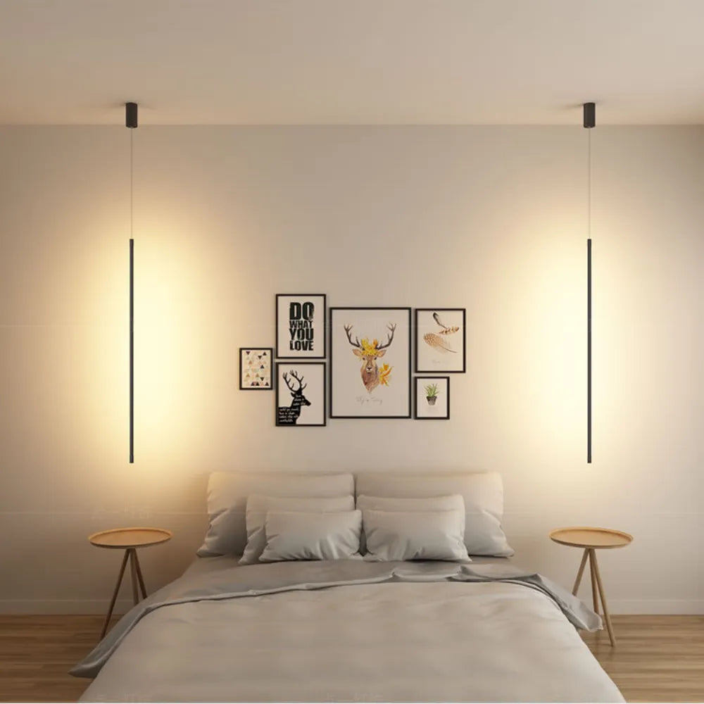 Erix Minimalist Linear Pendant Light Bedside, Black | ventumra