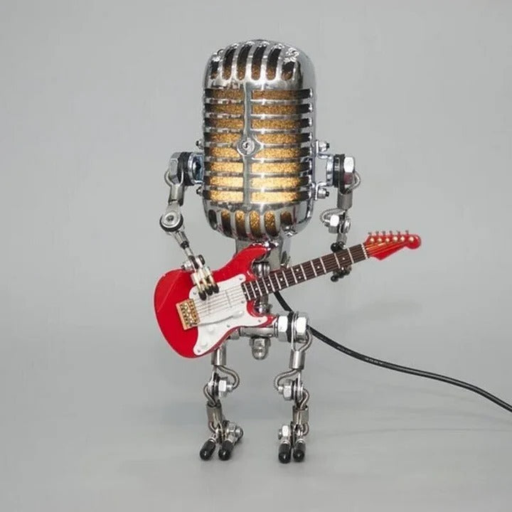Robot-Style Table Lamp with Microphone and Guitar Design