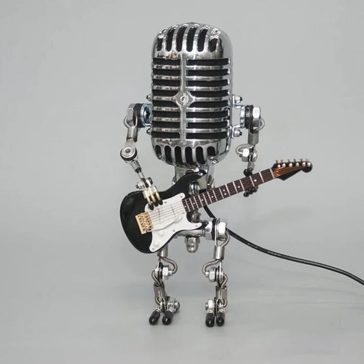 Robot-Style Table Lamp with Microphone and Guitar Design