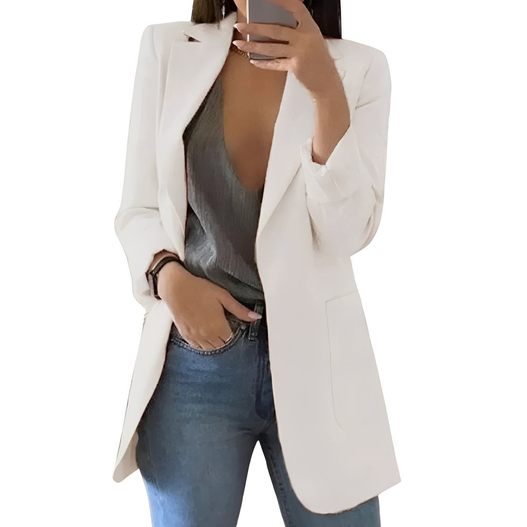 Elegant Women's Open-Front Blazer — Chic Layering Jacket