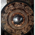 Medieval Round Wooden Shield with Unique Decorative Patterns