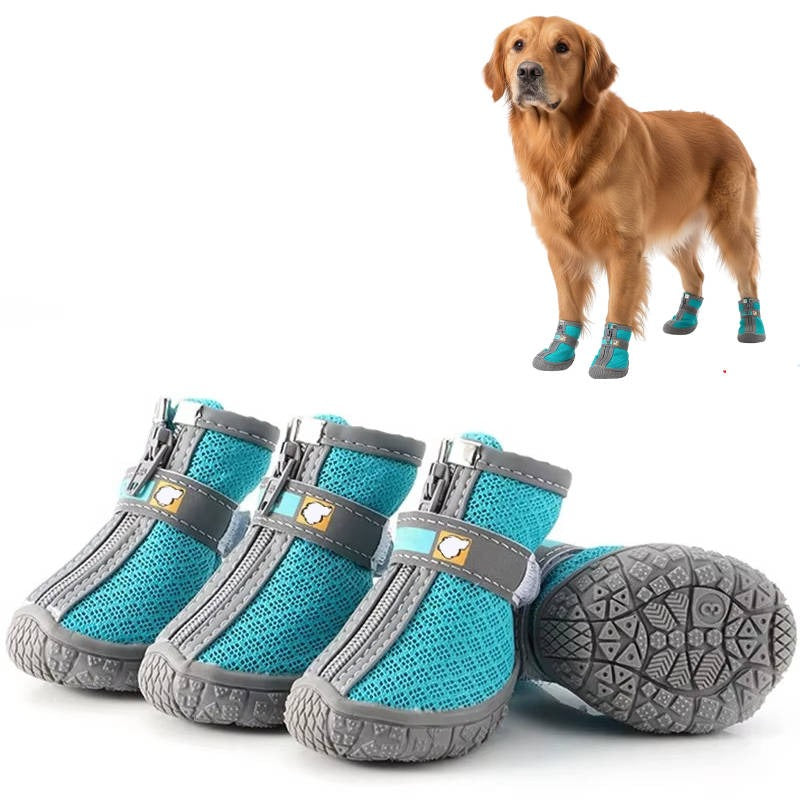 Set of 4 Waterproof Breathable Dog Boots — Non-Slip Soles