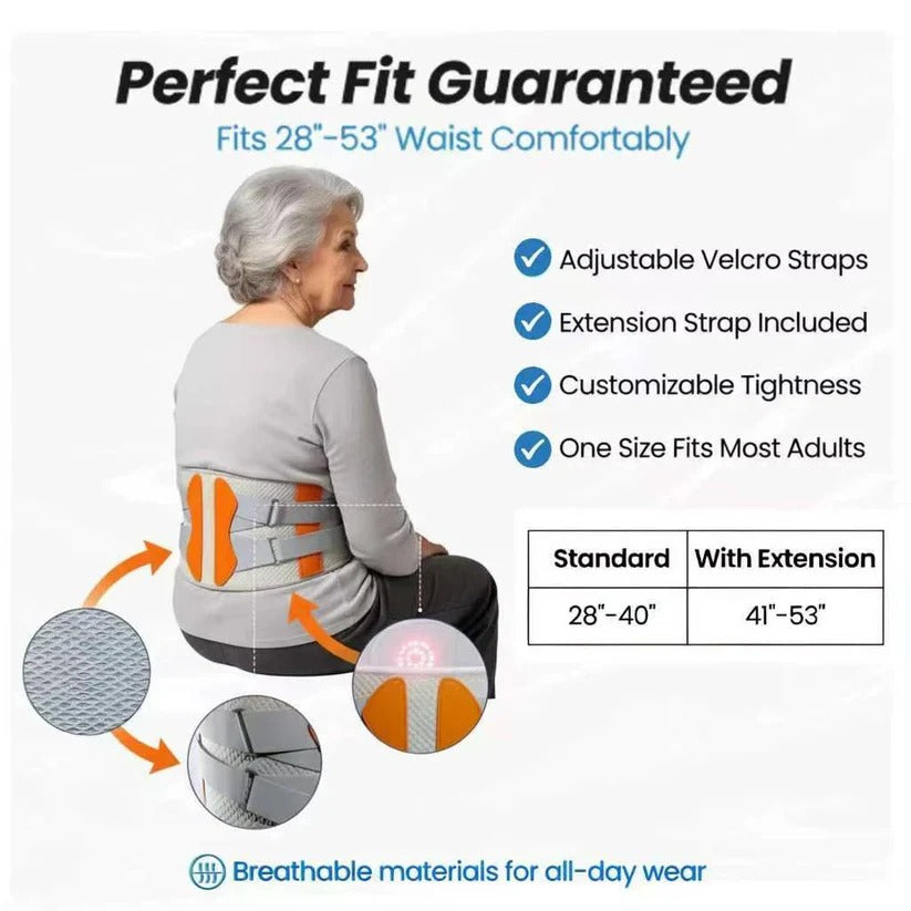 Adjustable Back Support Belt — Cordless Heat and Massage Therapy