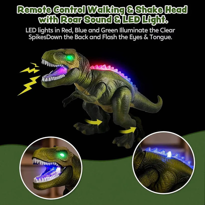 Giocattolo dinosauro telecomandato — spruzzo di nebbia d'acqua e luci LED