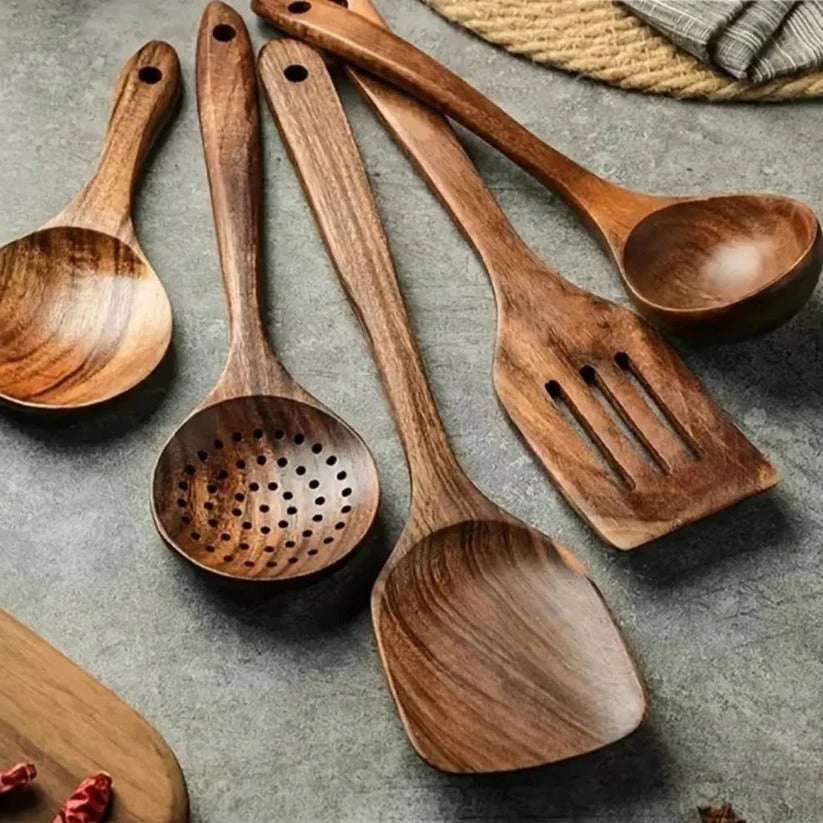 High-Quality Handcrafted Acacia Wood Cooking Utensil Set