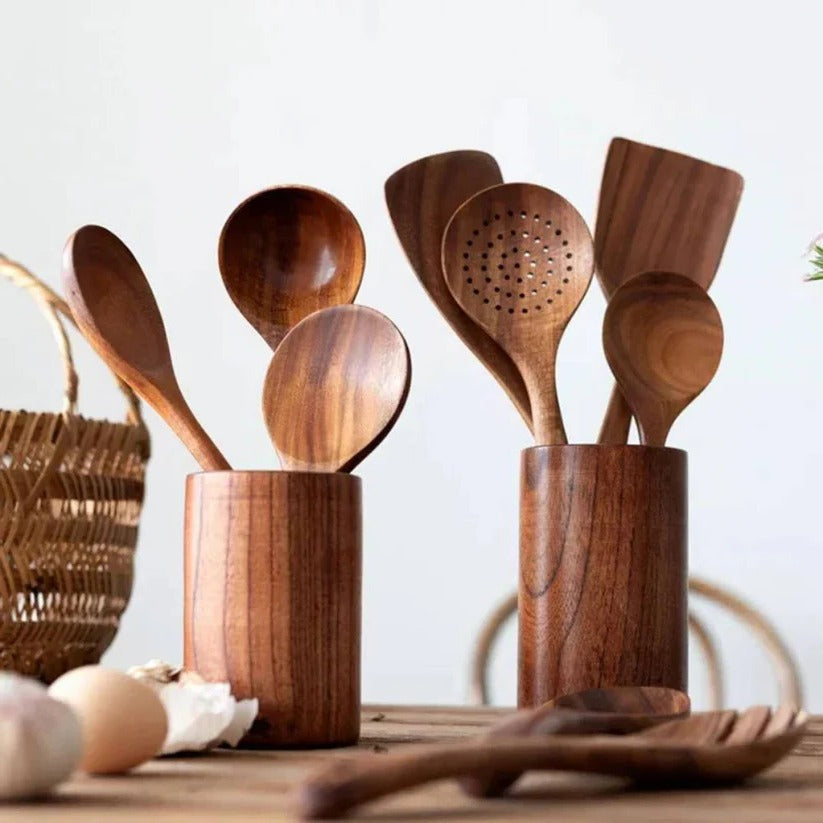 High-Quality Handcrafted Acacia Wood Cooking Utensil Set
