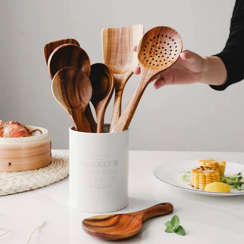 High-Quality Handcrafted Acacia Wood Cooking Utensil Set