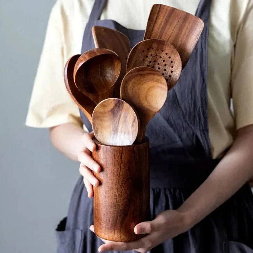 High-Quality Handcrafted Acacia Wood Cooking Utensil Set