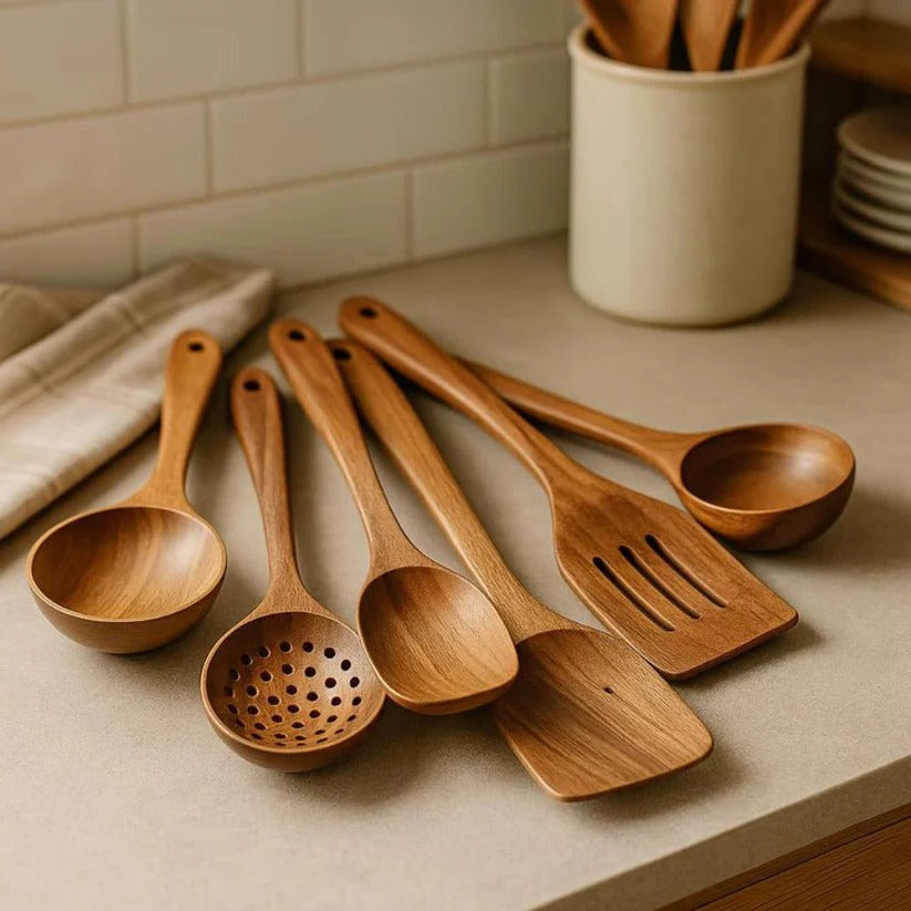 High-Quality Handcrafted Acacia Wood Cooking Utensil Set