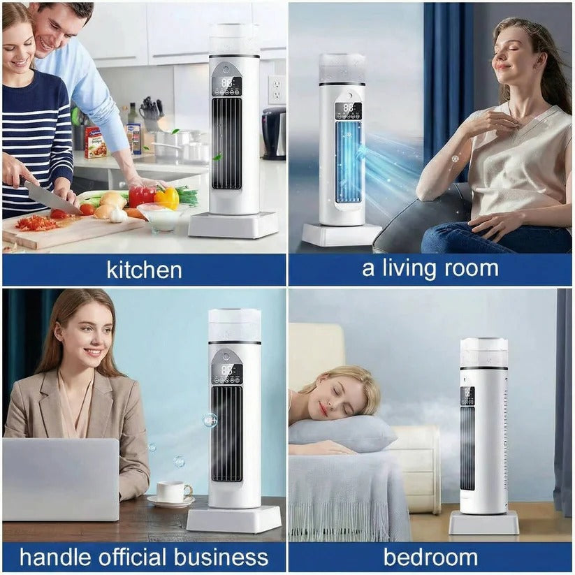 Răcitor de aer portabil fără palete — 6 viteze, rezervor de apă, telecomandă