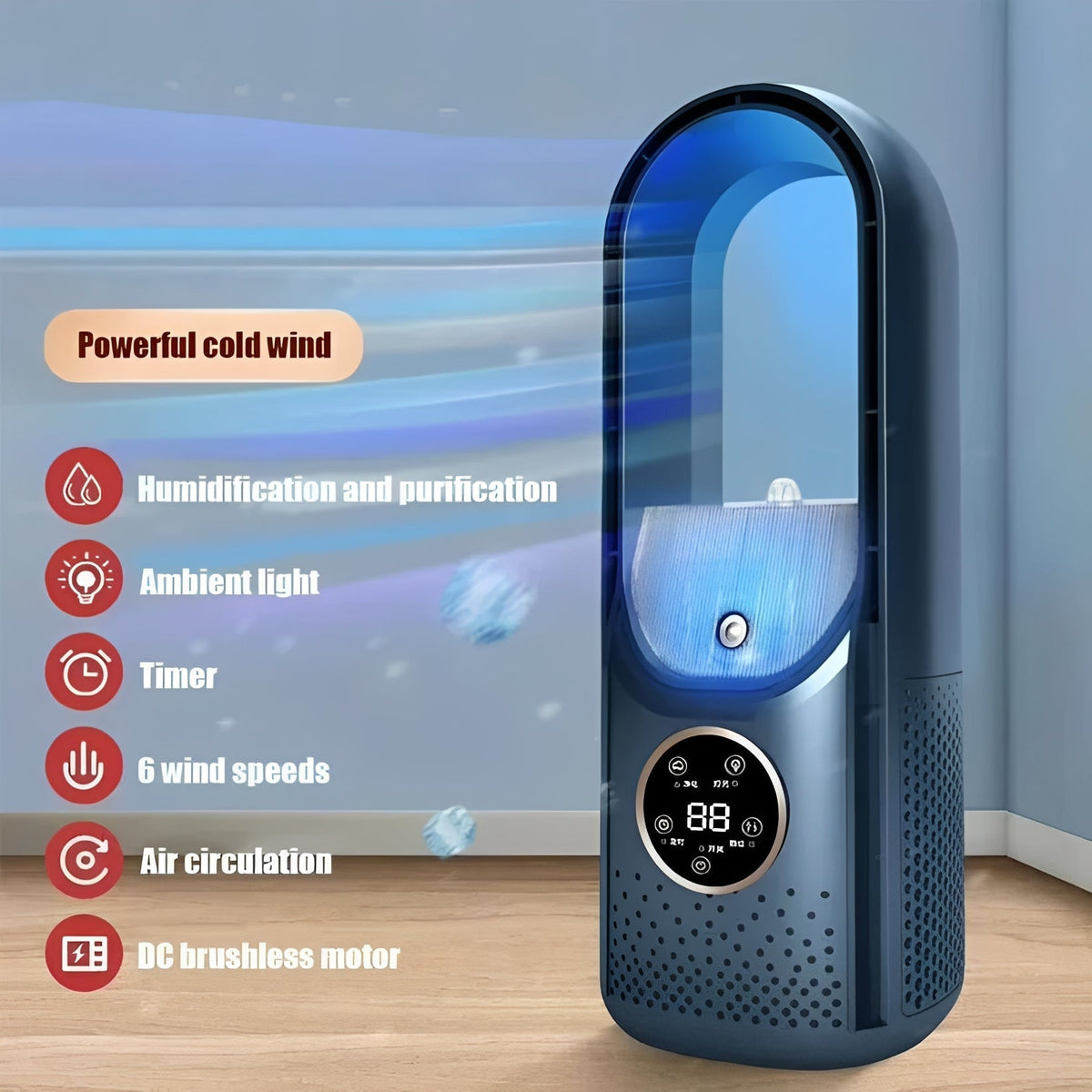 3-in-1 Bladeless Portable Fan, Humidifier & DC Motor