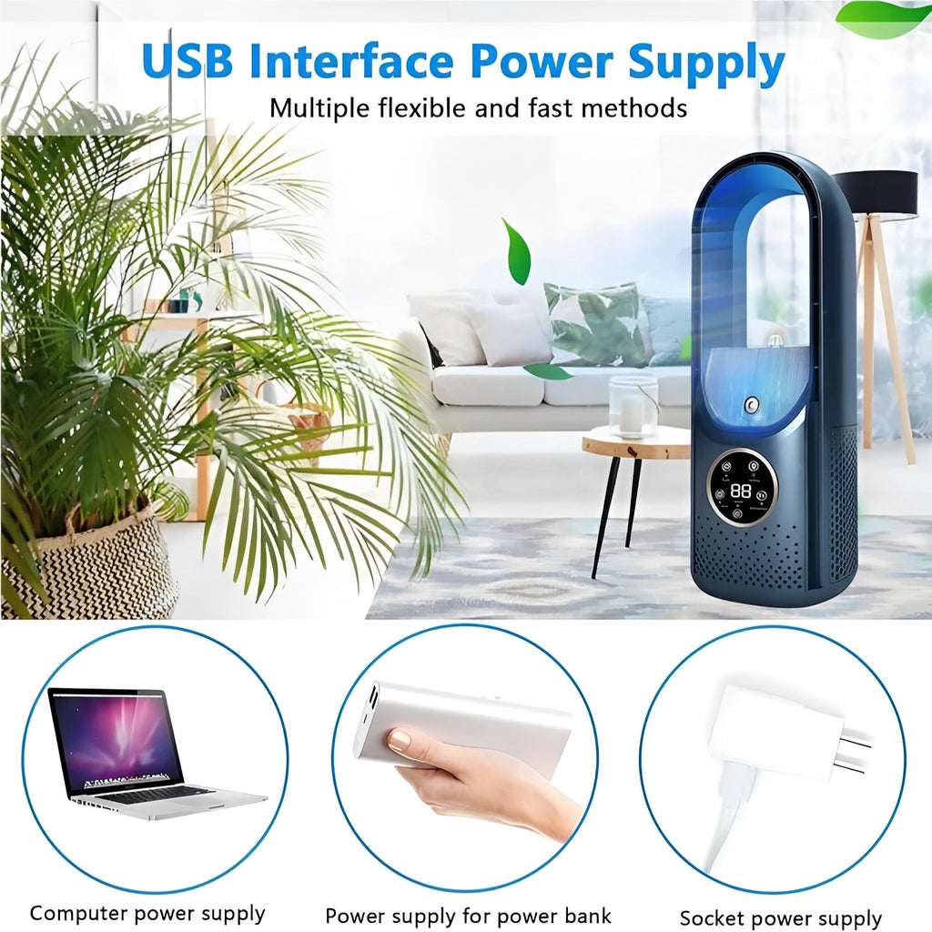 3-in-1 Bladeless Portable Fan, Humidifier & DC Motor