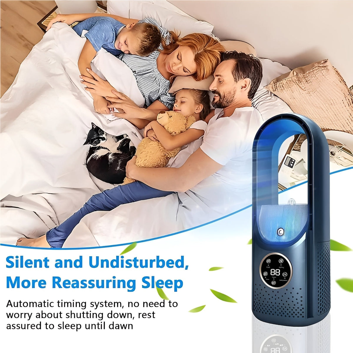 3-in-1 Bladeless Portable Fan, Humidifier & DC Motor
