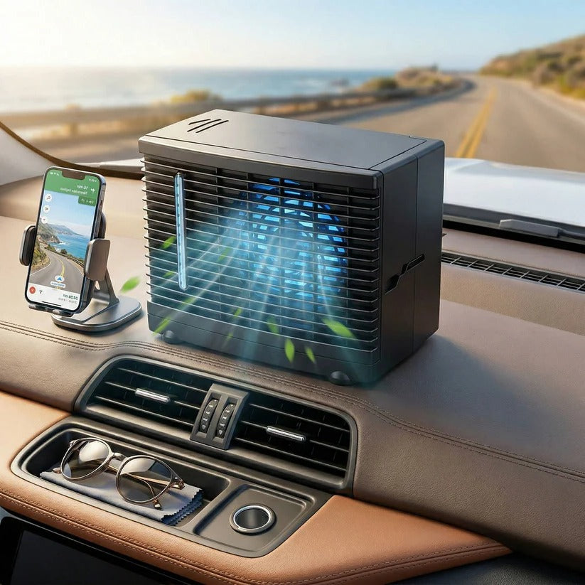 12V Car Air Cooler — Compact Design, Water Tank, Quiet Motor