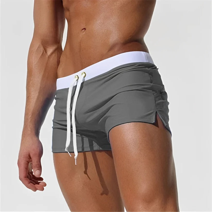Hurtigtørrende badeshorts til mænd - justerbar linning med snøre og slidser i siderne