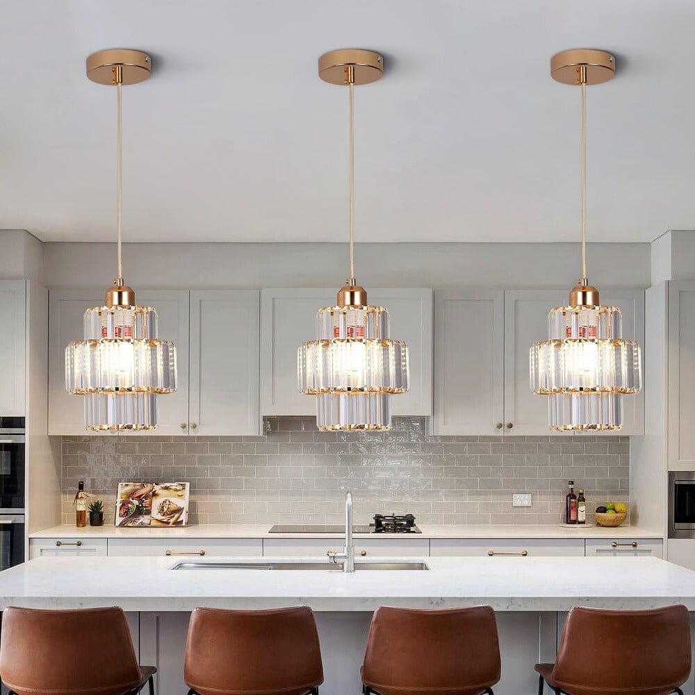 Lyra Crystal Pendants for Modern Interiors in Black or Gold