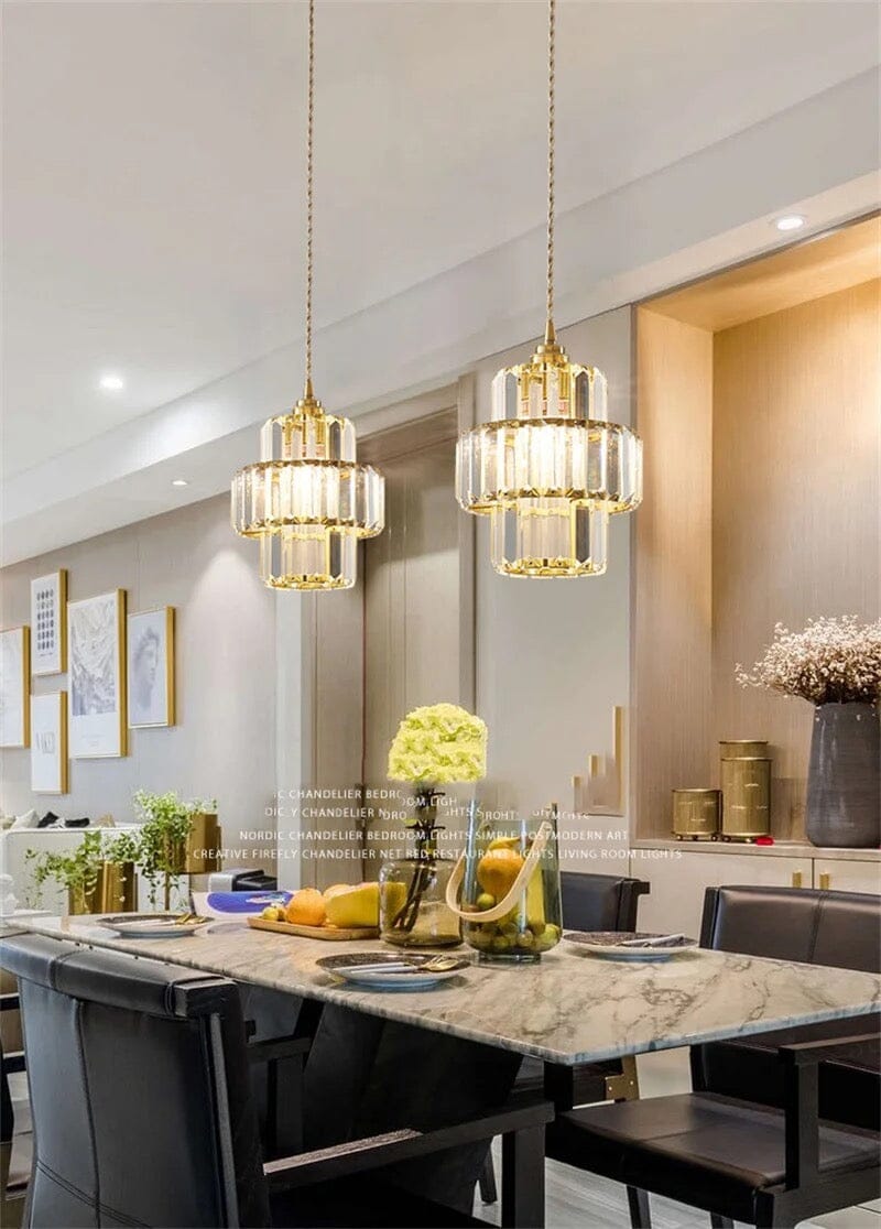 Lyra Crystal Pendants for Modern Interiors in Black or Gold