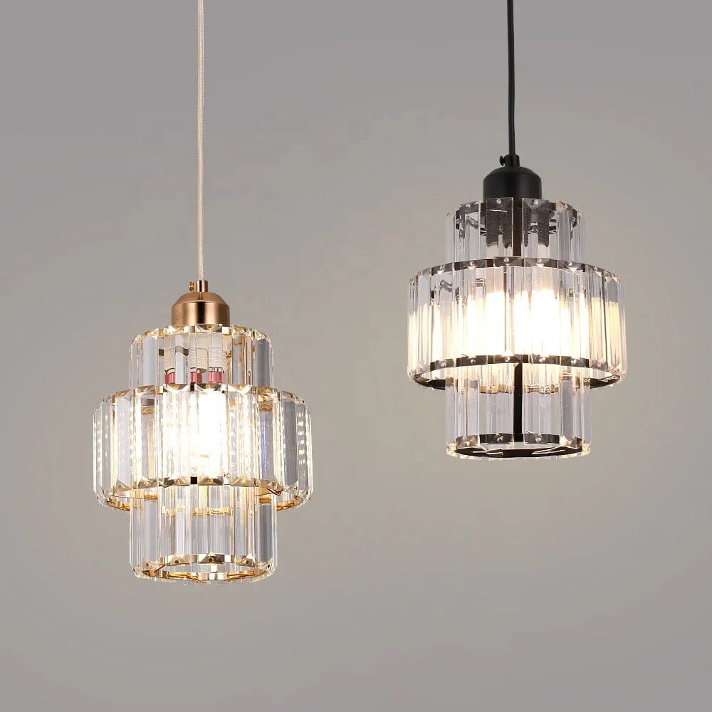 Lyra Crystal Pendants for Modern Interiors in Black or Gold