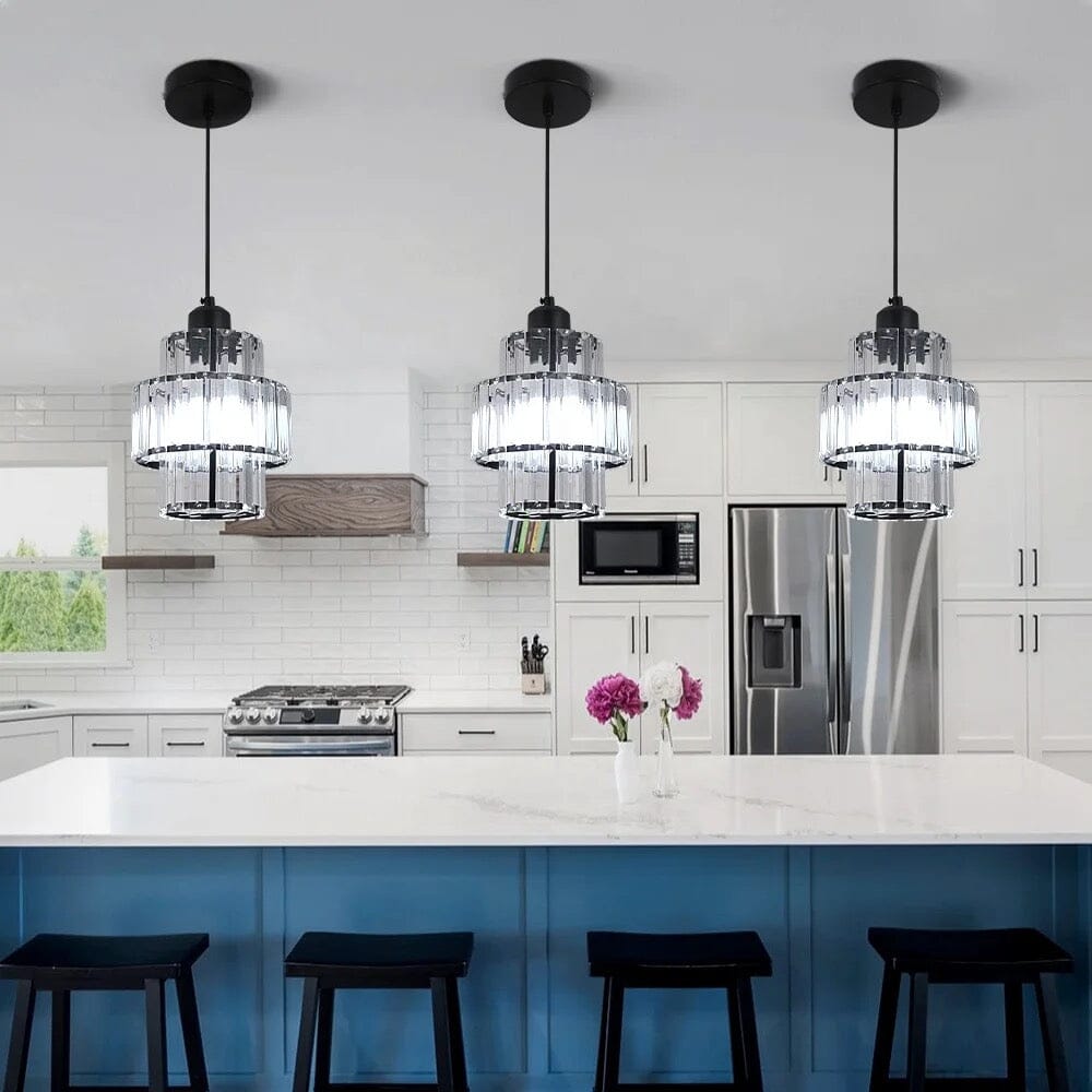 Lyra Crystal Pendants for Modern Interiors in Black or Gold