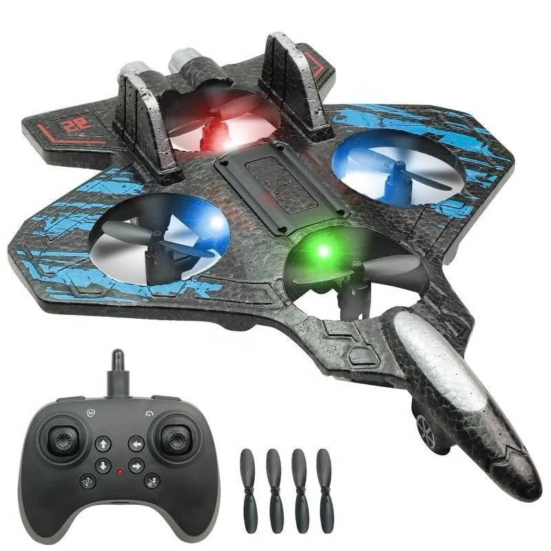 Kid-Friendly RC Jet Airplane — 360° Spins, LED Lights