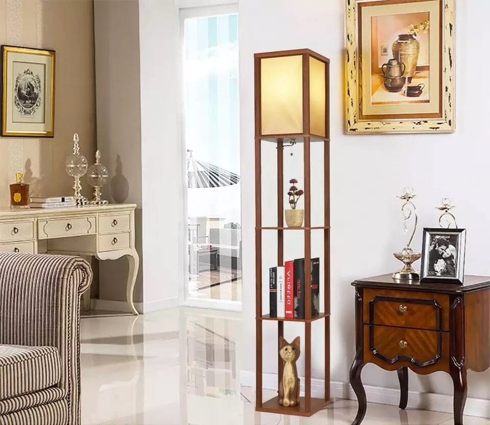 Minimalist Floor Lamp with Shelves for Modern Living