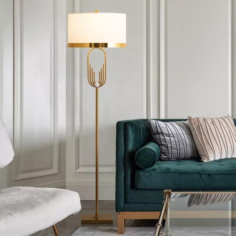 ElaraLux Golden Art Deco Floor Lamp | Modern Floor Light