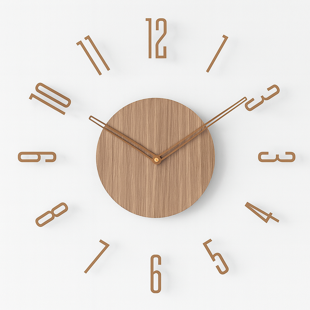 Scandinavian Glass Wall Clocks — Wood-Look Design, Silent Mechanism