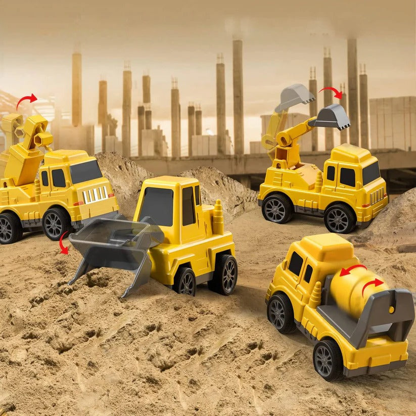 5-teiliges Baufahrzeug-Spielset - Transporter und Rampe