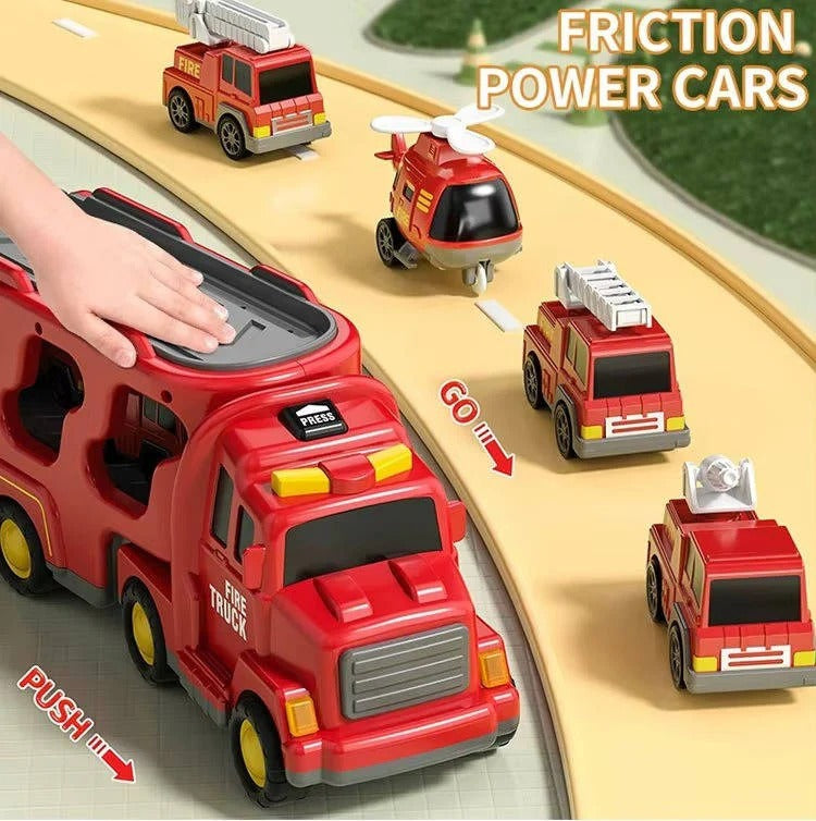 Notfallfahrzeug-Transportset - 4 Mini-Fahrzeuge, Licht und Geräusche