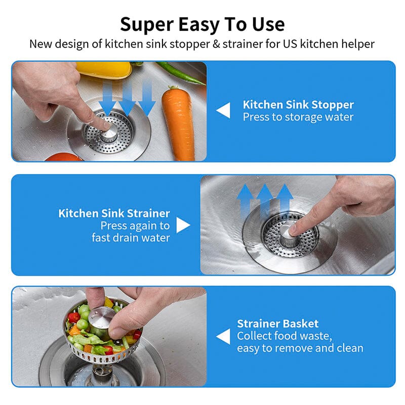 AquaGuard Stainless Steel Drain Strainer — Hair Catcher