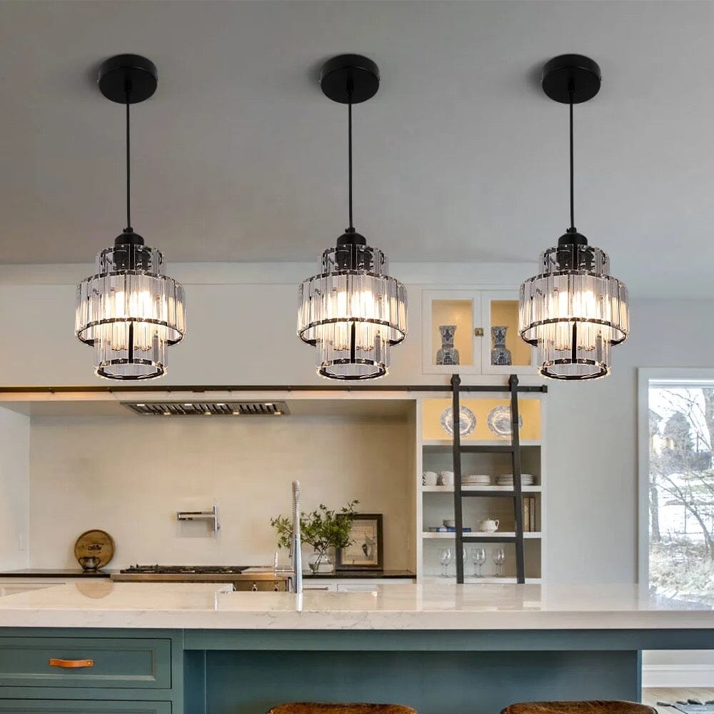 Lyra Crystal Pendants for Modern Interiors in Black or Gold